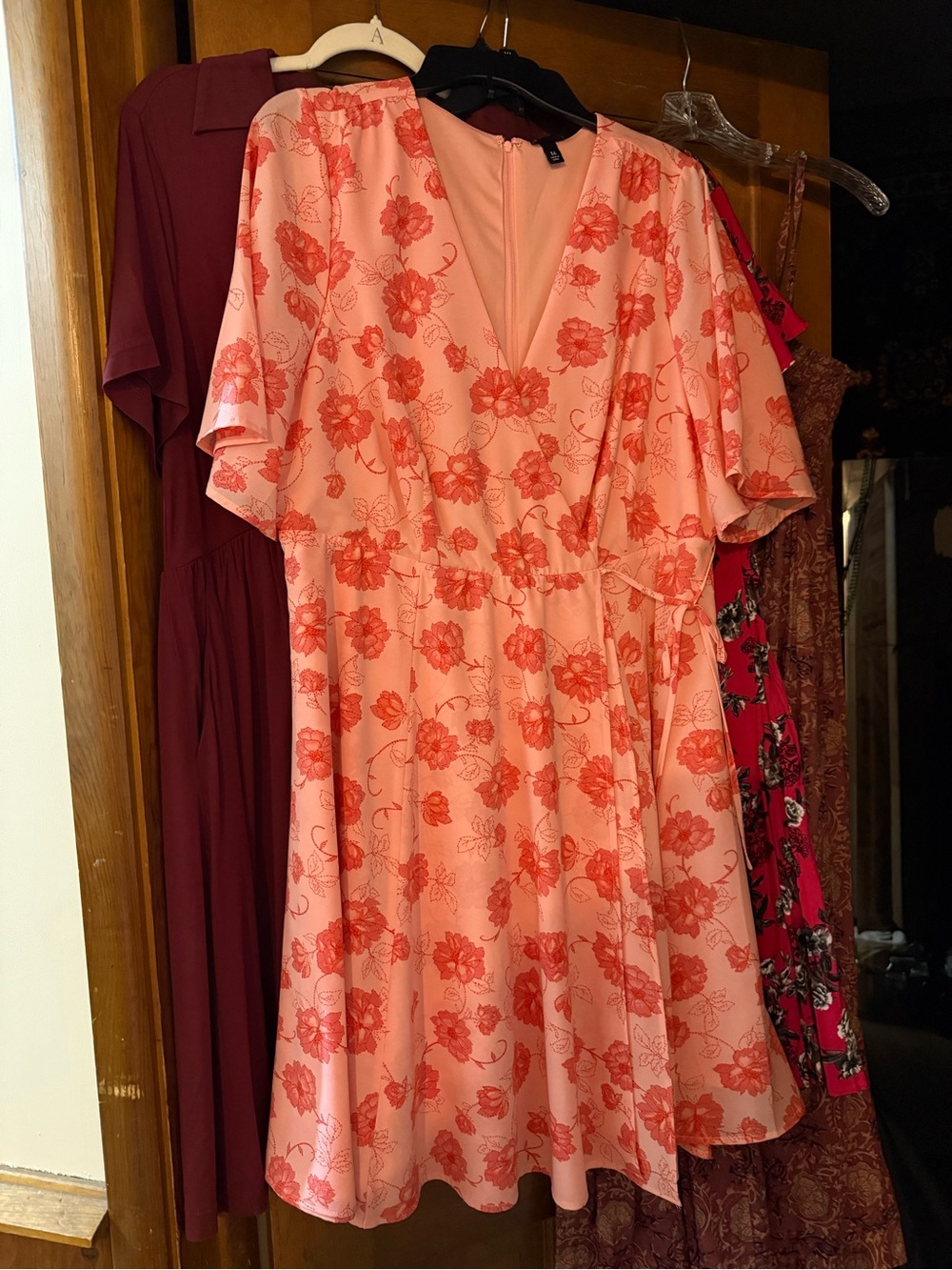 torrid Coral Pink Floral V-Neck A-Line Dress